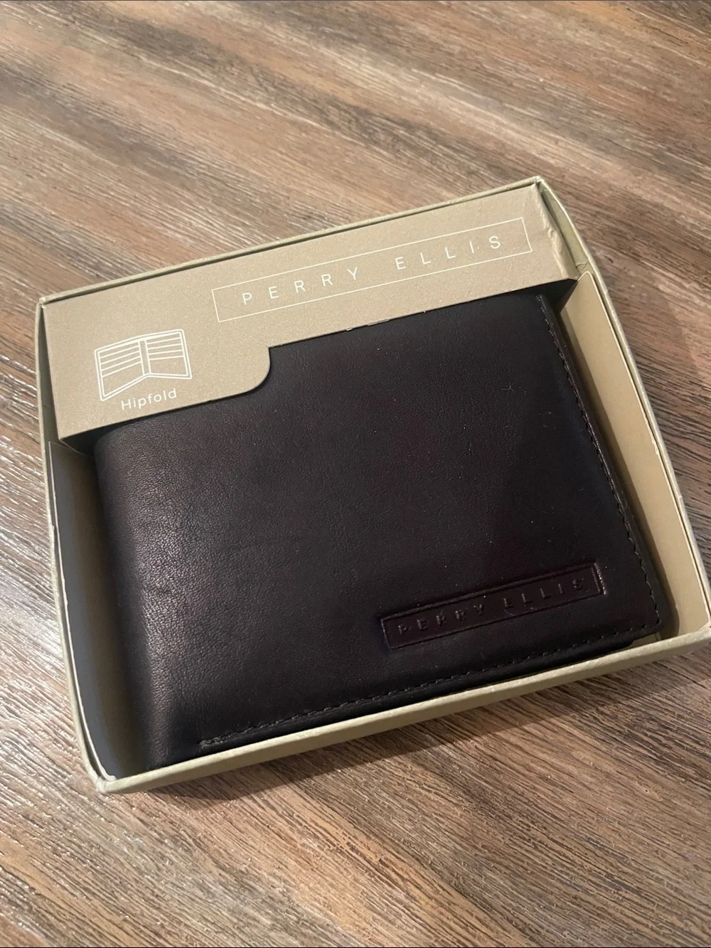 Perry Ellis Black Leather Bi-Fold Wallet